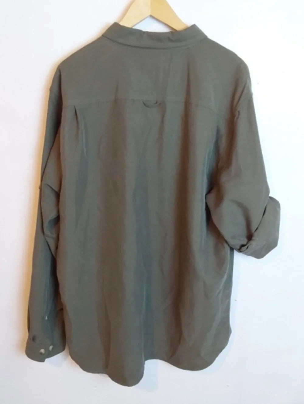 The North Face| Olive Green Tekware Hiking Shirt Zip Pockets Roll Tab Sleeves XL